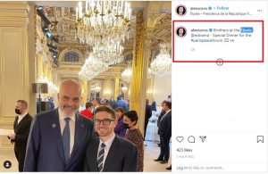Aleks Soros publikon foto me Ramën: Vëllezërit në Elysee! Një darkë speciale në Forumin e Paqes