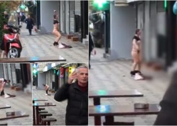 Çudi urbane në Tiranë/ Vajza zhvishet në mes të rrugës, qytetari duart në kokë