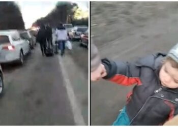 VIDEO/ Shqiptarja la burrin në Ukrainë me armë në dorë, merr djalin dhe i ikën luftës. Ja pamjet që po trondisin botën