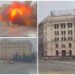 VIDEO tronditëse/ Ushtria ruse godet me raketë ndërtesën e bashkisë në Kharkiv. Flakët dhe tymi përpijnë godinën dhe makinat