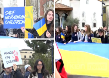 Manifestimi për Ukrainën/ Të pranishëm qindra qytetarë, bëhen pjesë edhe ambasadorët e rëndësishëm
