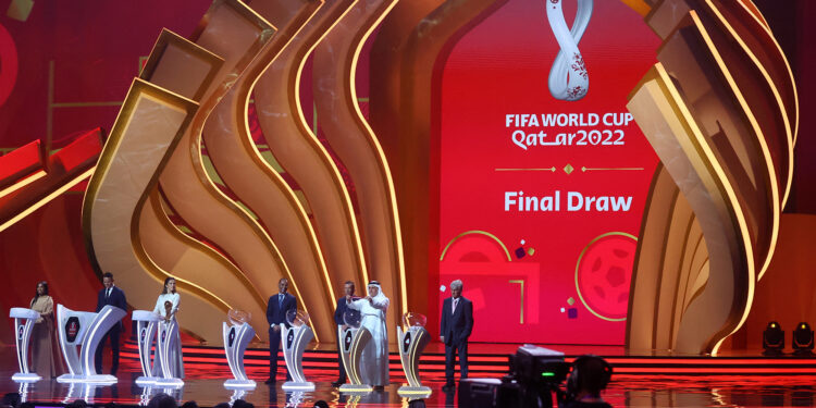 Soccer Football - World Cup - Final Draw - Doha Exhibition & Convention Center, Doha, Qatar - April 1, 2022
General view during the draw REUTERS/Ahmed Jadallah

Adel Ahmed MalAllah draws South Korea during the FIFA World Cup draw on April 1 in Doha, Qatar. (Ahmed Jadallah/Reuters)