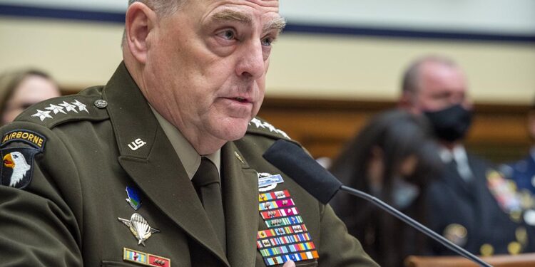 WASHINGTON, DC - SEPTEMBER 29: Chairman of the Joint Chiefs of Staff Gen. Mark A. Milley testifies during a House Armed Services Committee hearing on Ending the U.S. Military Mission in Afghanistan in the Rayburn House Office Building at the U.S. Capitol on September 29, 2021 in Washington, DC. (Photo by Rod Lamkey-Pool/Getty Images)