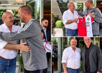 FOTO/ Holandezët e Feyenoord surprizojnë ish-portierin e Partizanit: Duke u takuar me një mik të vjetër