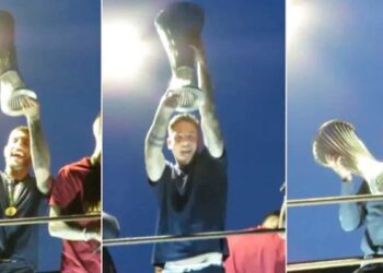 Delir në ‘Trigoria’/ Verdhekuqtë ngrenë trofeun e Conferencë League para tifozëve të tyre në Romë. Pellegrini: Ky trofe është për ju