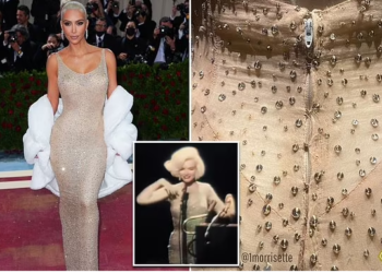 FOTO/ Kim Kardashian humbi 7 kg për ta veshur/ Fustani i Marilyn Monroe i dëmtuar, fansat reagojnë ashpër: Shkatërroi një vepër historike