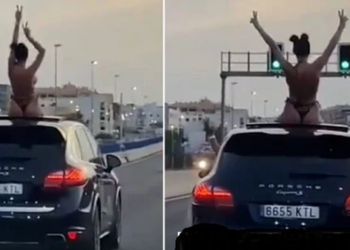 FOTOT/ Kërcente e zhveshur në çatinë e hapur e ‘fuoristradës’, Policia në ndjekje të vajzës misterioze të ekzaltuar