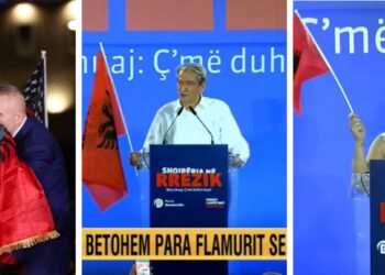Berisha e Kryemadhi ‘betohen’ mbi flamur si Meta: Edi Rama, nuk ta falim votën!