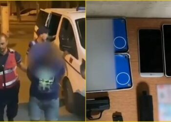 VIDEO/ ‘Shqiponjat’ kapin “pasagjerin” me pistoletë me silenciator. Lëvizte me armë te makina e shokut