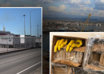 Lëvizja e dyshimtë e kontejnerit me banane në Portin e Durrësit nga kati i parë në katin e tretë/ Dyshohet se kutitë u hoqën gjatë turnit të tretë