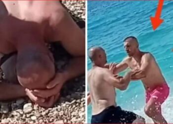 FOTOT/ Komisari i vrau vajzën me gomone, momenti kur babai i 7-vjeçares i vërsulet policit, më pas ulet në gjunjë nga tronditja