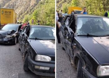 FOTO/ Aksident masiv te kthesa e Murrashit në Librazhd, përfshihen dy kamionë dhe dy autovetura