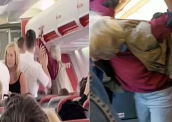 VIDEO/ I futi një shuplakë fytyrës stjuardesës, avioni bën ulje të detyruar në Mynih, 9 policë nxjerrin zvarrë 70-vjeçaren