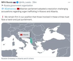 Rusia reagon për rezolutën në Kuvendin e Shqipërisë kundër raportit të Dick Martyt: Personat e përfshirë në ato krime…