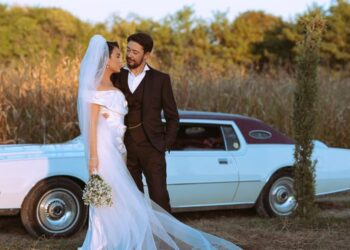 Fotot e çiftit/ Armina Mevlani me vello, Shkëlzen Berisha i veshur dhëndër