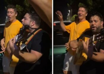 VIDEO ‘virale’ e Lewandowskit duke kërcyer rumba me ritmin e ‘Volare’ në rrugët e Barcelonës