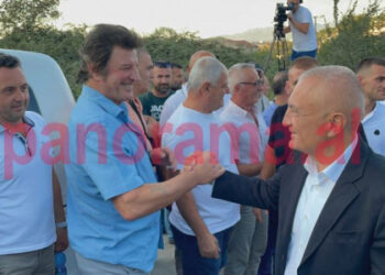 Sali Lusha në protestën e PL, Meta shtrëngon duart me të dhe e pyet: O ku je o i madh, Stresin si e kam?