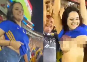 VIDEO: Tifozja seksi ‘tërbon’ të pranishmit në stadium, gjesti që bëri pas golit të skuadrës së saj