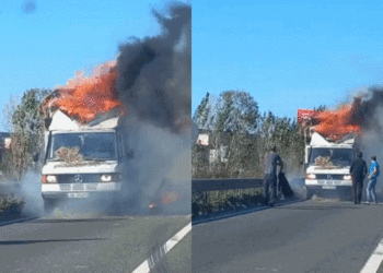 FOTO/ Merr flakë në ecje kamioni në Thumanë, shpëton mrekullisht shoferi