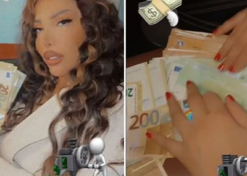 VIDEO/ “Kush tha që s’kam…”, këngëtarja shqiptare shfaqet e mbuluar me para