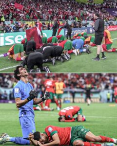 FOTOT/ Prekëse: Lojtarët e Marokut falen në fushë e puthin nënat e tyre pas kualifikimit historik në gjysmëfinale