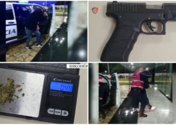 I riu braktis mjetin me kanabis dhe pistoletë, arrin t’i arratiset policisë, kapet vetëm shoku