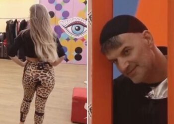 Bledi Mane fut kokën pas dere dhe përgjon Oltën gjatë kërcimit sensual me streçe leopard