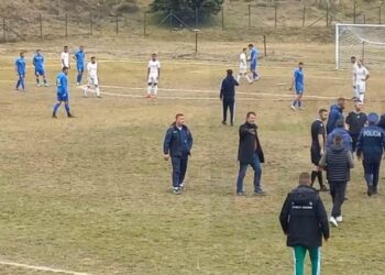VIDEO / Dhunë në Gramsh, presidenti godet me grusht arbitrin, shoqërohet në komisariat