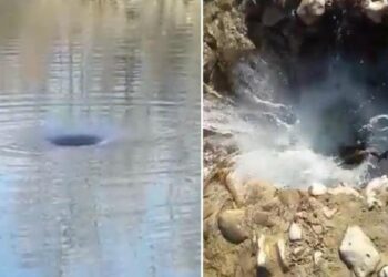 VIDEO / Fenomeni i frikshëm, gropa u krijua pas tërmetit dhe thau shtratin e përroit në 11 ditë