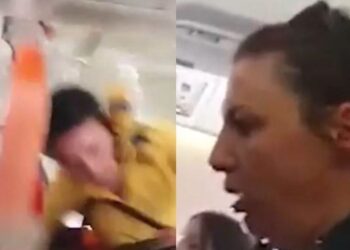 VIDEO/ Tmerr në avionin me shqiptarët, stjuardesa “fluturon” në korridor
