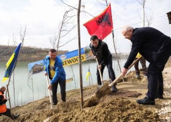 Kompania shqiptaro-ukrainase dhuron 260 pemë për Tiranën, Veliaj: Hapësirë e re kushtuar Ukrainës në Parkun e Liqenit të Farkës