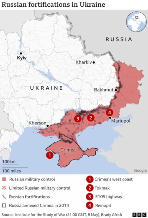 Imazhet satelitore zbulojnë mbrojtjen ruse përpara sulmit të madh, BBC tregon 4 pikat kyçe