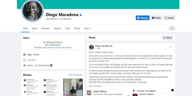 Hakerohet Facebook-u i Maradonës, Pele foto profili dhe mesazhe makabre