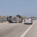 Makina përfundon me rrota përpjetë në mes të autostradës Fier-Vlorë