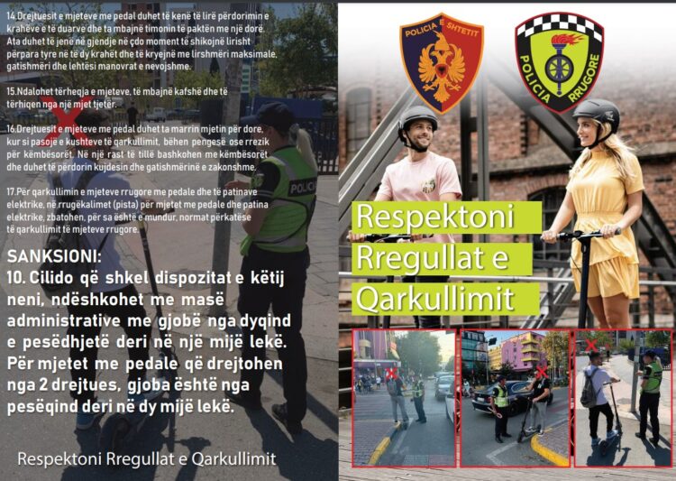 Patinat elektrike në kryeqytet, Policia Bashkiake dhe ajo rrugore fushatë sensibilizuese