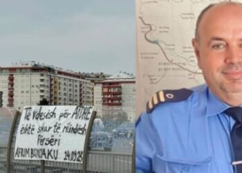 Ra në krye të detyrës, policia i jep medalje heroit Afrim Bunjaku dhe në emër të ministrit Balla, flamurin e Shqipërisë
