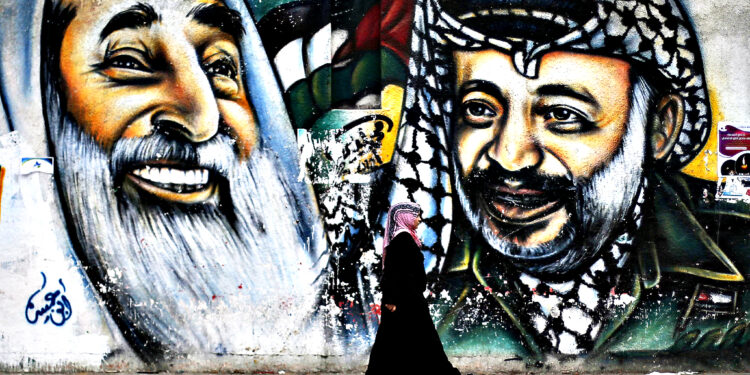Murale e sheikut Ahmed Jasin dhe Jaser Arafat