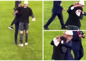 Videoja që po ‘thyen’ rrjetin: Berisha qan si “fëmijë” në krahët e Silvinjos, ja si e festoi portieri fitoren ndaj Çekisë