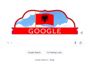 FOTOLAJM/ 111-vjetori i Pavarësisë, Google vishet kuqezi