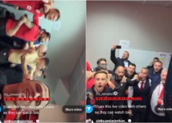 VIDEO/ Shpërthen festa e ‘çmendur’ në dhomat e zhveshjeve për kualifikimin, plasin këngët dhe vallet e lojtarëve të Shqipërisë