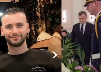 VIDEO/ Kolegët dhe drejtuesit e Policisë përcjellin mes lotësh studentin Arjon Shahaj. Balla merr pjesë në homazhe