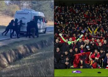 FOTOT/ Disa orë në doganë e sekuestro simboleve të Shqipërisë, si Tifozat Kuq e Zi të Suedisë fituan “luftën” me kohën