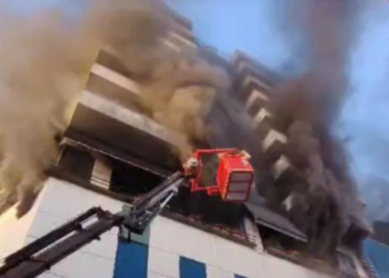 VIDEO/ Zjarr, kaos e njerëz që bërtasin, fëmijë e të moshuar të bllokuar në pallatin e përfshirë nga flakët në Lushnje