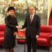 Ambasadorja e Kinës Pang Chunxue i dorëzon presidentit shqiptar Bajram Begaj letrat kredenciale