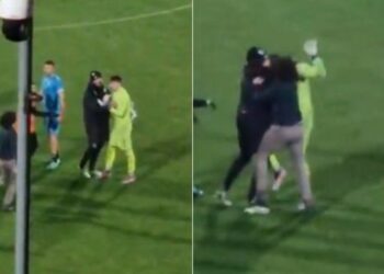 E pazakontë, babai i sulmuesit shqiptar, godet me shuplakë portierin e ekipit kundërshtar në fushën e lojës