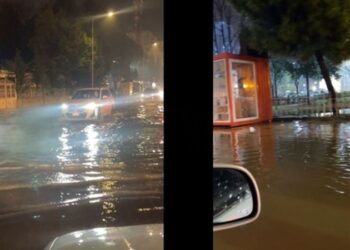 “Tërbohet” moti: Reshjet intensive të shiut përmbytin rrugët e Shkodrës