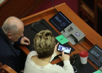 FOTOLAJM / Deputeti i zgjedhur me vota sa një Kryeplak çuditet me telefonin e Kryemadhit
