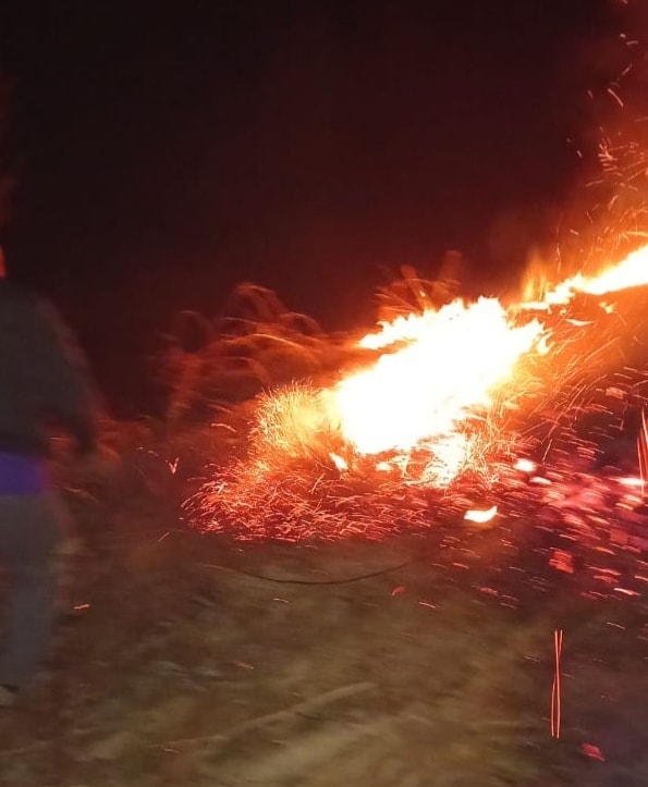 FOTO/Zjarr në Niçë të Pogradecit, Bashkia: Zjarrfikës e banorë po punojnë në kushte aspak të favorshme për shuarjen e flakëve