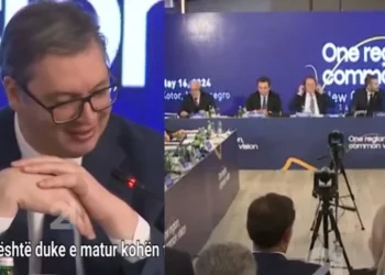 VIDEO/ “Gjithmonë flet më shumë se të tjerët”, Rama i mat kohën Vuçiçit, presidenti serb nuk mban dot të qeshurën