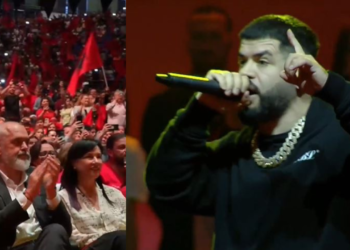 Rama e duartroket së bashku me Lindën, Noizy ndalon performancën: Meritojmë respektin e botës, për ata që nuk kanë besuar tek ne…